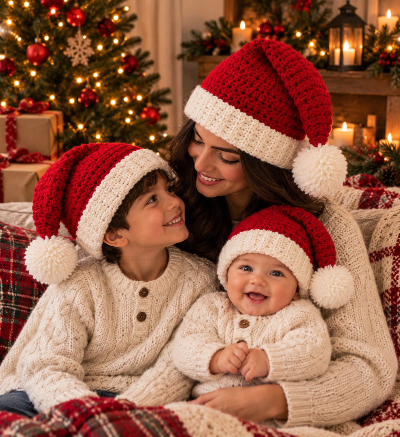 Le Bonnet de Père Noël en Famille — Patron crochet PDF